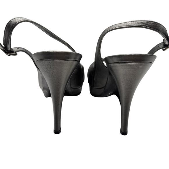 Stuart Weitzman Platform Slingback Peep-toe High Heels in Gunmetal Gray Size 8.5 - Picture 4 of 8